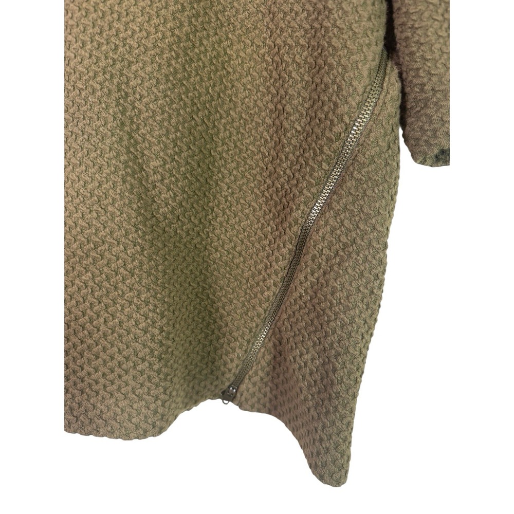 Anthropologie Postmark Medium Green‎ Textured Diagonal Zipper Short Sleeve Top - Picture 5 of 7